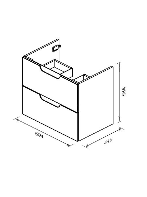 Тумба под раковину без столешницы Ravak Classic II SD 70 глянцевая белая, серая