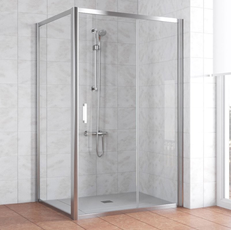 Душевой уголок Vegas Glass ZP+ZPV 120*100 08 01 профиль глянцевый хром, стекло прозрачное