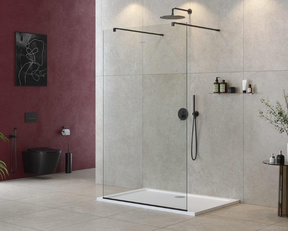 Душевая перегородка Cezares Liberta -L-2-110-120-C-NERO профиль черный, стекло прозрачное