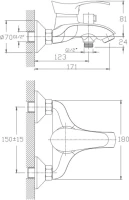 Смеситель для ванны с душем Haiba HB6001 Смеситель для ванны с душем Haiba HB6001