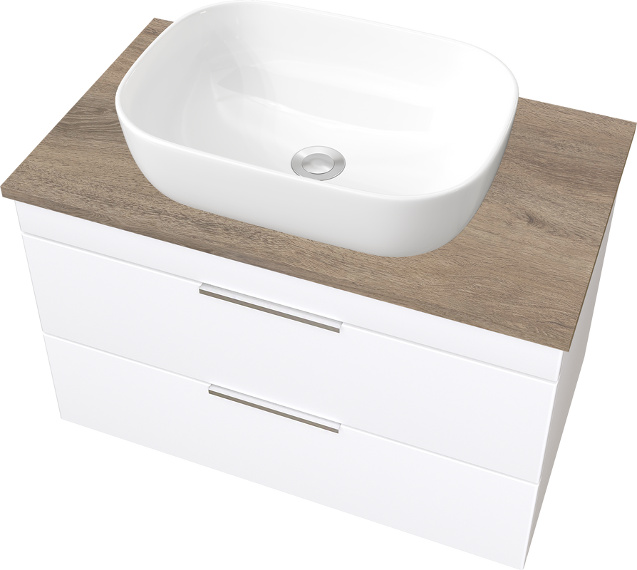 Тумба с раковиной STWORKI Копенгаген 80 белая, со столешницей Wood Spirit 80 и сифоном Neo 30987065
