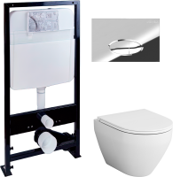 Комплект Унитаз подвесной AM.PM Spirit V2.0 с микролифтом + Инсталляция EWRIKA ProLT 0026-2020 + Кнопка 0051 хром