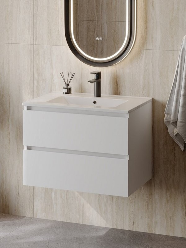 Тумба с раковиной Teymi Laina 70 матовая белая