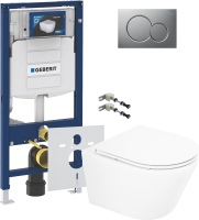 Комплект Унитаз подвесной BelBagno Tre + Крепления Geberit Duofix 111.815.00.1 к стене + Звукоизоляция + Инсталляция UP 320 111.300.00.5 + Кнопка Sigma 01 115.770.JQ.5 лакированная, матовый хром