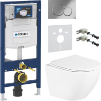 Комплект Унитаз подвесной BelBagno Uno + Крепления Geberit Duofix 111.815.00.1 к стене + Звукоизоляция + Инсталляция UP 320 111.300.00.5 + Кнопка Sigma 01 115.770.21.5 хром