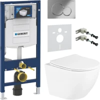 Комплект Унитаз подвесной BelBagno Uno + Крепления Geberit Duofix 111.815.00.1 к стене + Звукоизоляция + Инсталляция UP 320 111.300.00.5 + Кнопка Sigma 01 115.770.21.5 хром