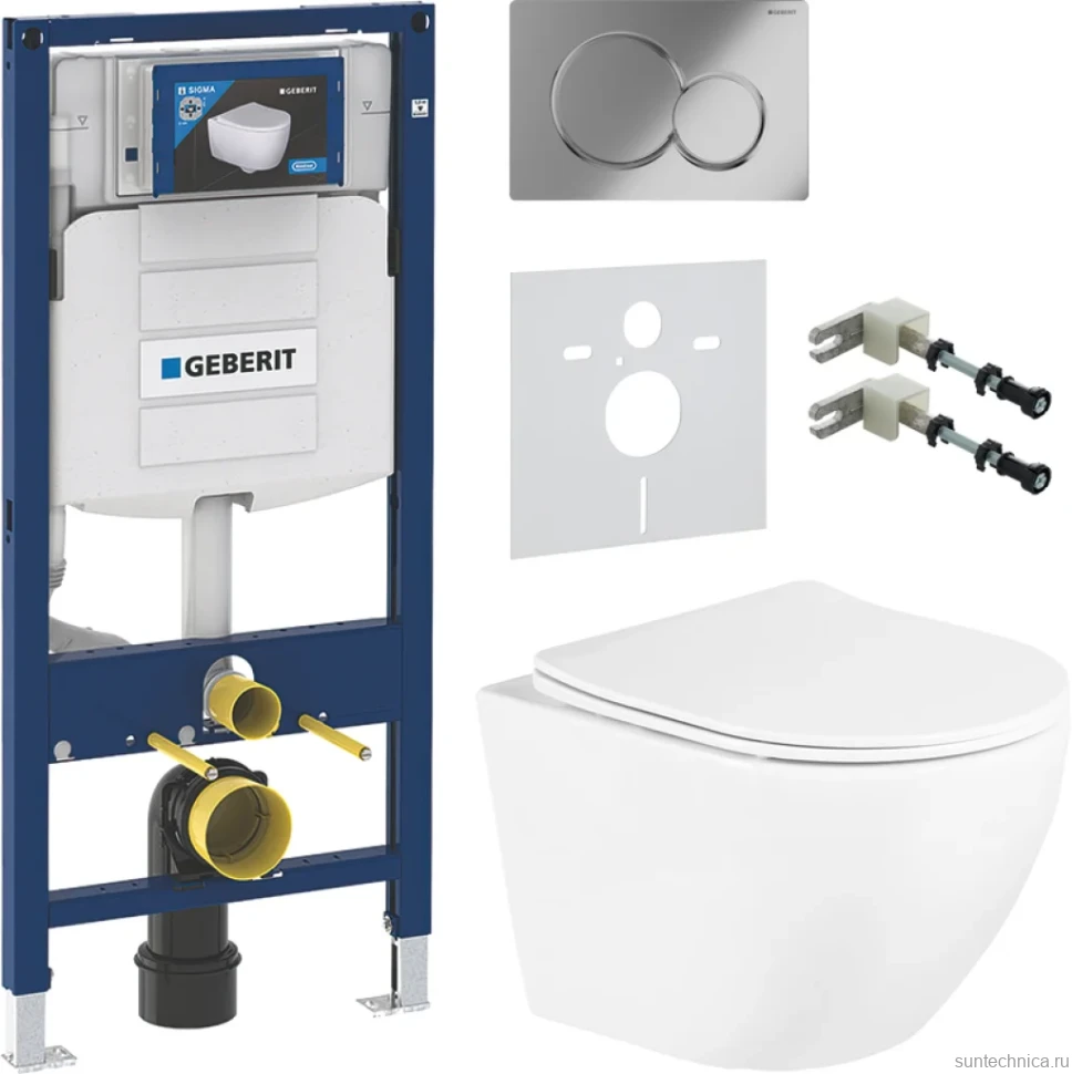 Комплект Унитаз подвесной BelBagno Uno + Крепления Geberit Duofix 111.815.00.1 к стене + Звукоизоляция + Инсталляция UP 320 111.300.00.5 + Кнопка Sigma 01 115.770.21.5 хром