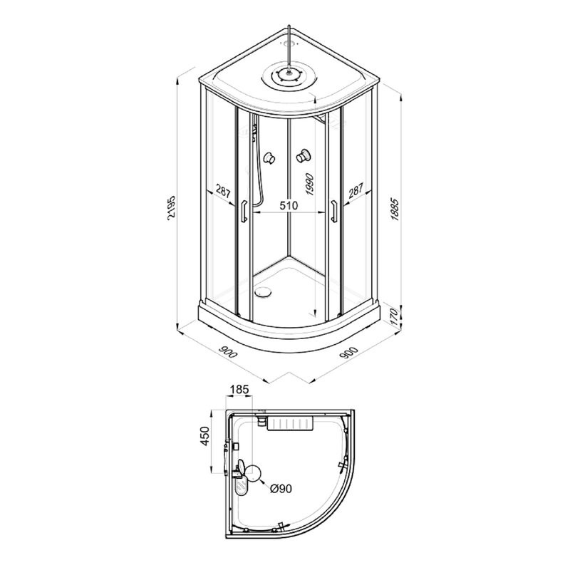 Душевая кабина Triton Прайм Сатин Вельвет Щ0000076118 90х90 А