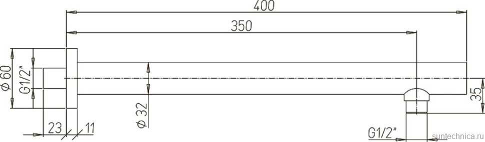 Кронштейн для верхнего душа Paini 50PZ745TT35 черный матовый, брашированный