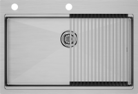 Комплект Мойка Paulmark Kroner-Pro + Pro PM707551-BS+R405-BS брашированная сталь + Измельчитель Bone Crusher BC 810-SL Slim Line