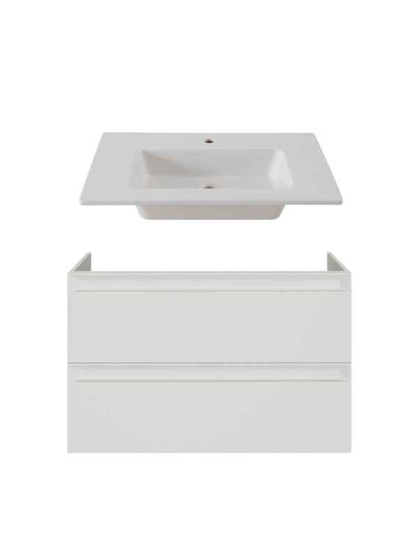 Тумба с раковиной Allen Brau Eclipse 2.0 80 матовый белый, раковина Fantasy Flat 82, без перелива, белая