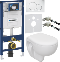 Комплект Унитаз подвесной Seramiksan Natura + Крышка + Инсталляция Geberit Duofix UP 320 111.300.00.5 + Кнопка Sigma 01 115.770.11.5 белая + Крепления 111.815.00.1 к стене + Звукоизоляция