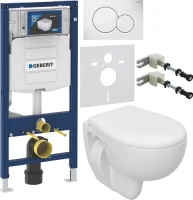 Комплект Унитаз подвесной Seramiksan Natura + Крышка + Инсталляция Geberit Duofix UP 320 111.300.00.5 + Кнопка Sigma 01 115.770.11.5 белая + Крепления 111.815.00.1 к стене + Звукоизоляция