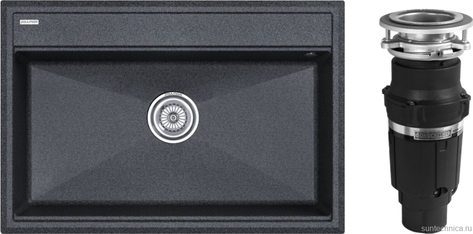 Комплект Мойка Paulmark Stepia 80 PM117551-DG графит + Измельчитель Bone Crusher BC 610-AS
