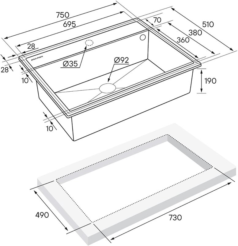 Комплект Мойка Paulmark Stepia 80 PM117551-DG графит + Измельчитель Bone Crusher BC 610-AS