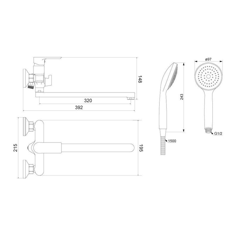 Смеситель для ванны с душем Damixa Apollo 479500000 с душевой набором