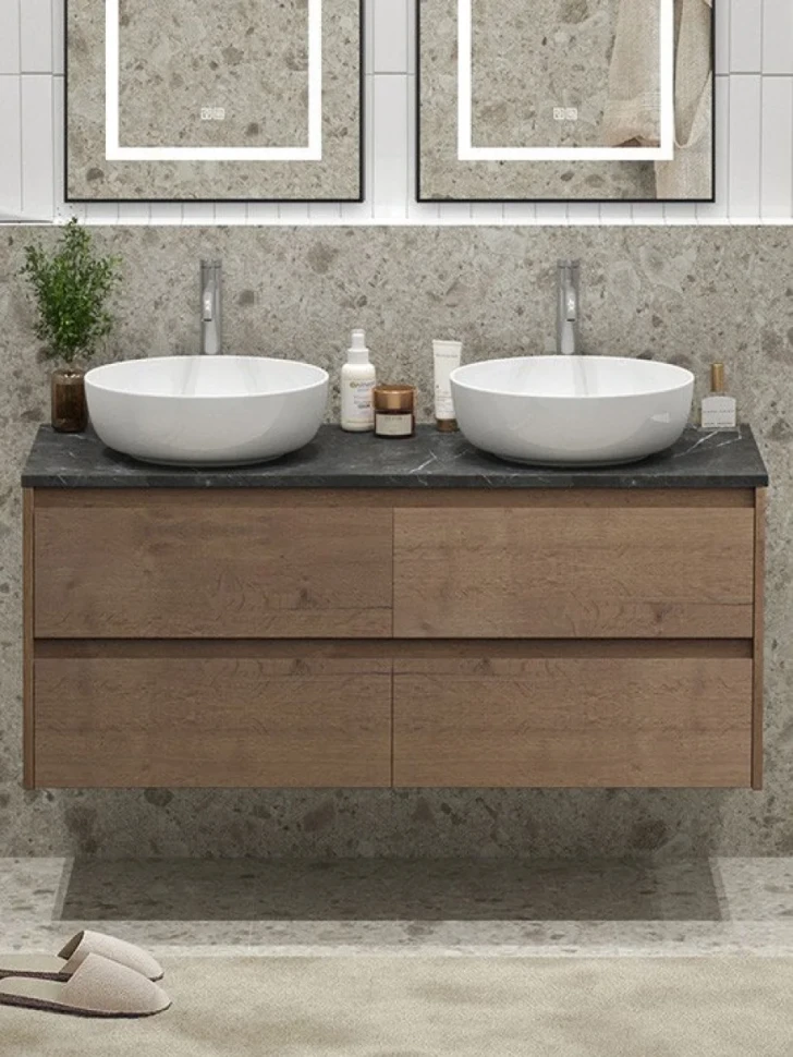 Тумба с раковиной BelBagno Kraft 120 со столешницей, для двоих, 4 ящика, rovere tabacco