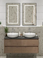 Тумба с раковиной BelBagno Kraft 120 со столешницей, для двоих, 4 ящика, rovere tabacco