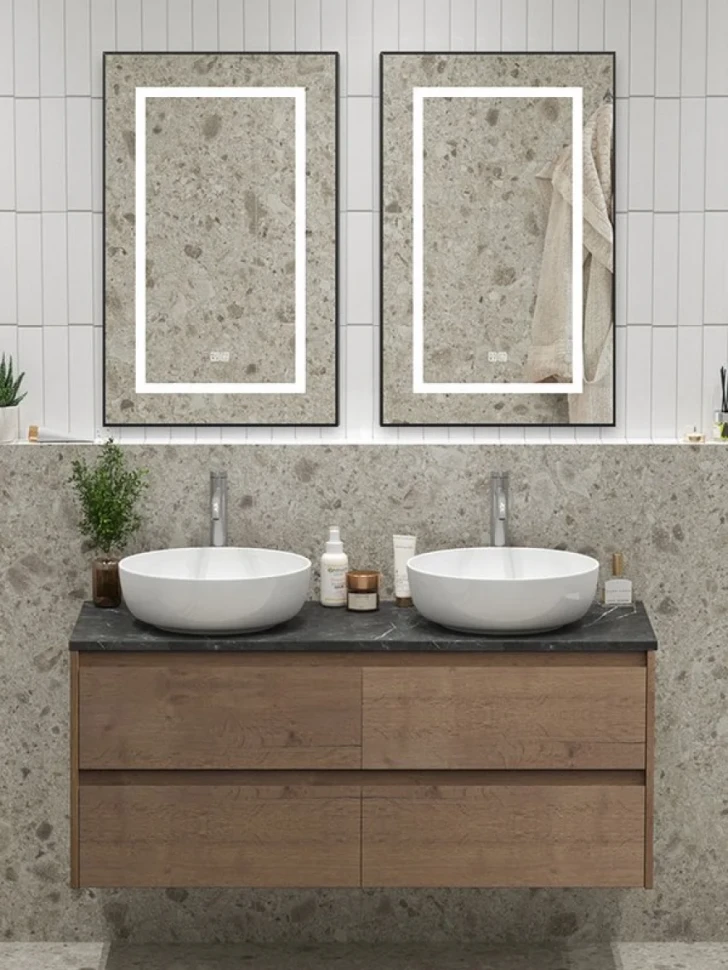 Тумба с раковиной BelBagno Kraft 120 со столешницей, для двоих, 4 ящика, rovere tabacco