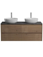 Тумба с раковиной BelBagno Kraft 120 со столешницей, для двоих, 4 ящика, rovere tabacco