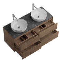 Тумба с раковиной BelBagno Kraft 120 со столешницей, для двоих, 4 ящика, rovere tabacco