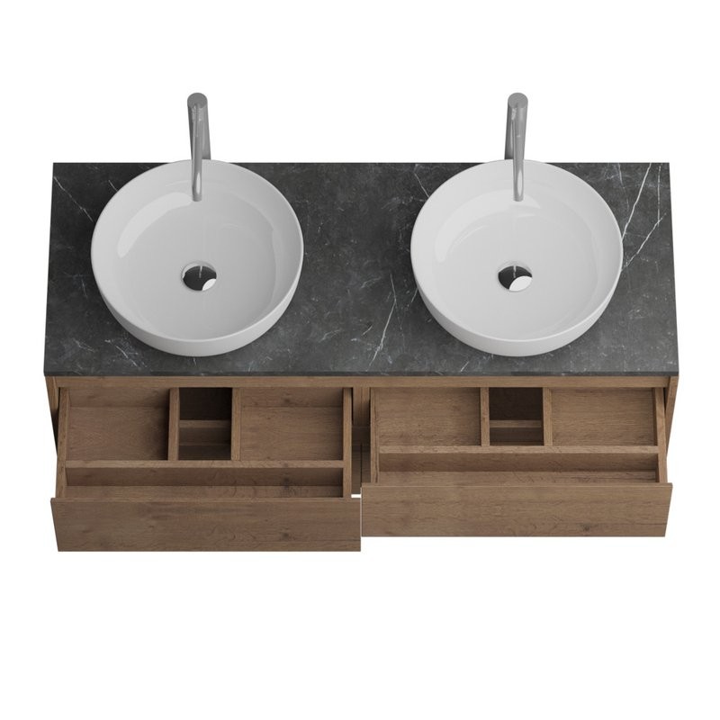Тумба с раковиной BelBagno Kraft 120 со столешницей, для двоих, 4 ящика, rovere tabacco