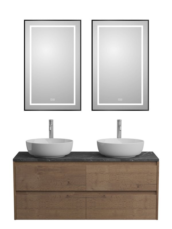 Тумба с раковиной BelBagno Kraft 120 со столешницей, для двоих, 4 ящика, rovere tabacco