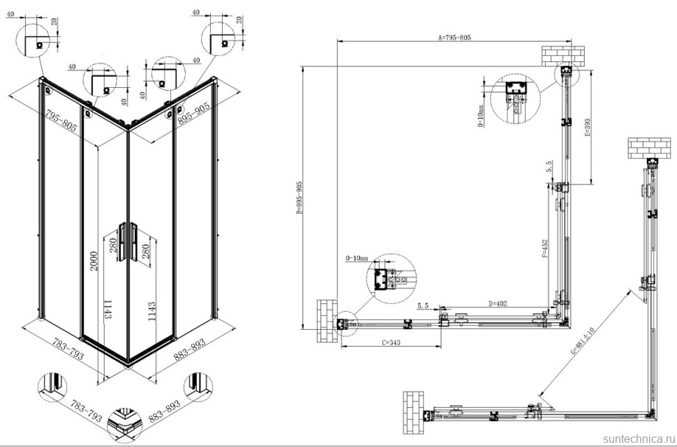 Душевой уголок Vincea Ultima VSS-7UL8090CL 80х90 см, профиль хром, стекло прозрачное