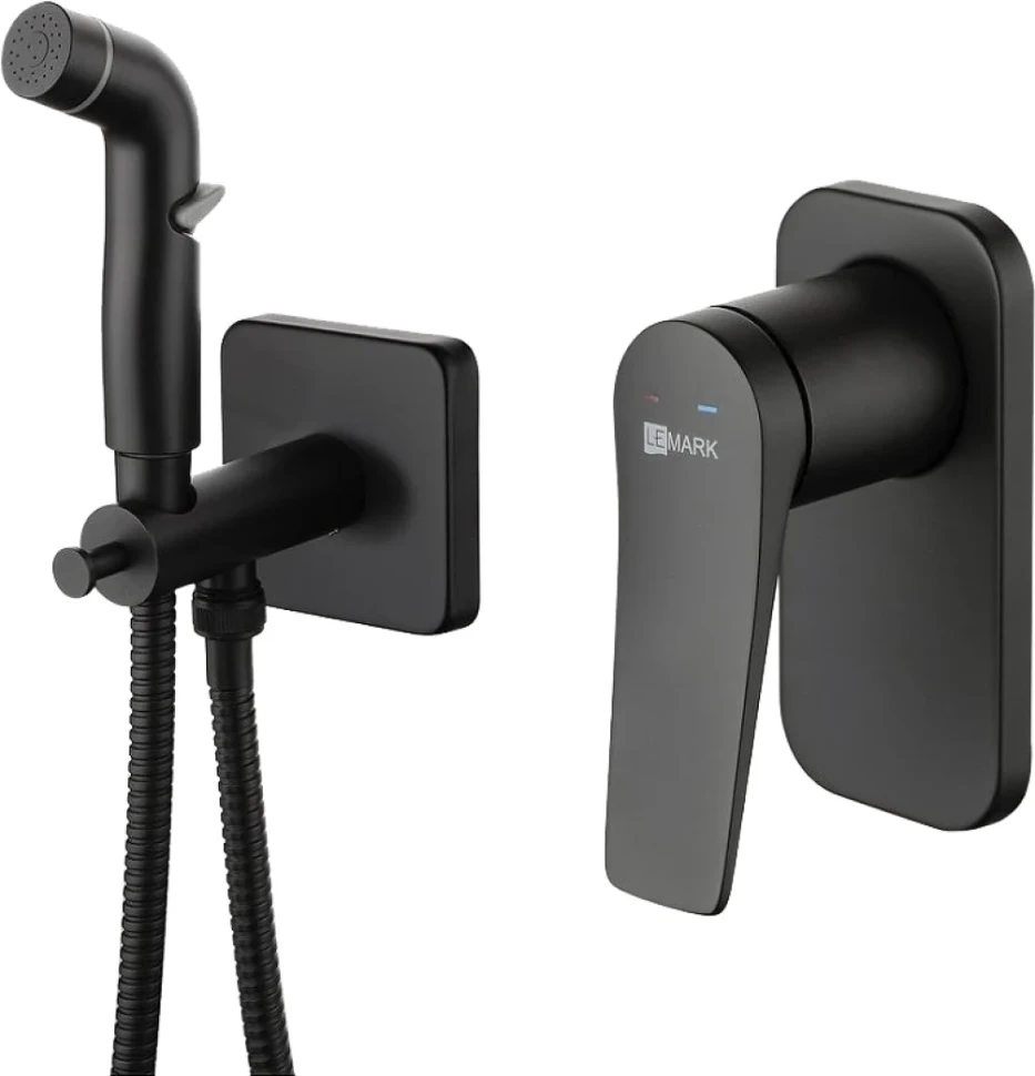 Гигиенический душ Lemark Bronx LM3719BL со смесителем, С ВНУТРЕННЕЙ ЧАСТЬЮ, черный