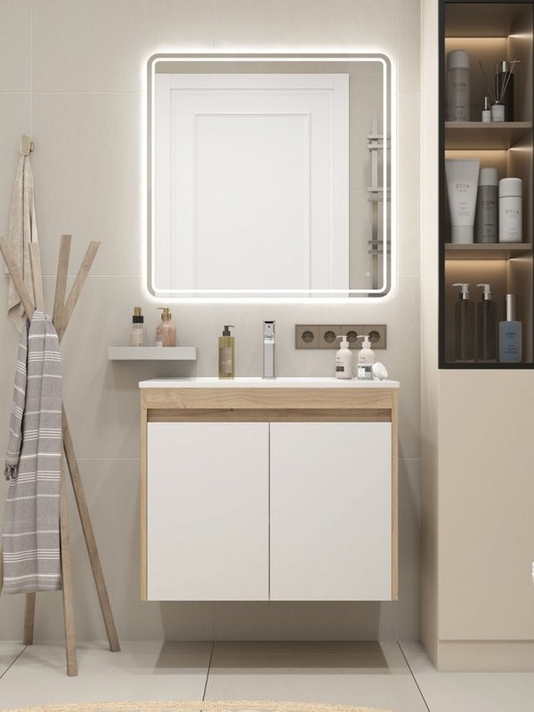 Тумба с раковиной Teymi Netta 75 дуб, белая