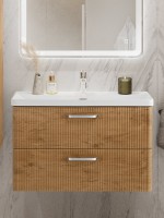 Тумба с раковиной BelBagno Due 80 ручки хром полированный, rovere nature