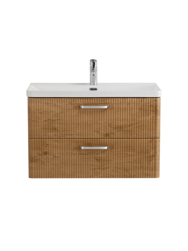 Тумба с раковиной BelBagno Due 80 ручки хром полированный, rovere nature