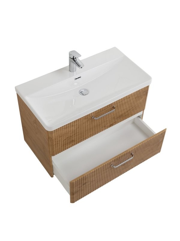 Тумба с раковиной BelBagno Due 80 ручки хром полированный, rovere nature