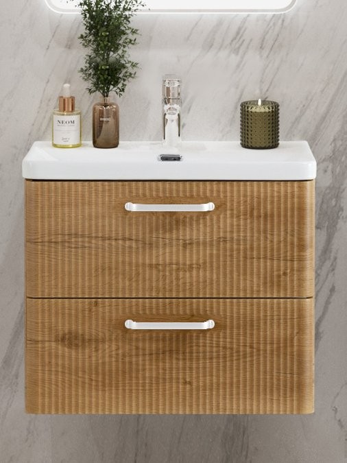 Тумба с раковиной BelBagno Due 60 ручки белые, rovere nature