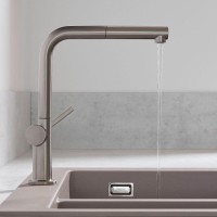 Комплект Смеситель Hansgrohe Talis M54 72808800 сталь + Фартук черный