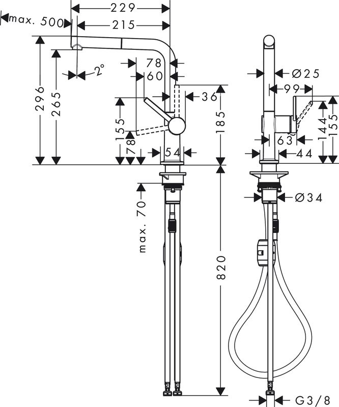Комплект Смеситель Hansgrohe Talis M54 72808800 сталь + Фартук черный