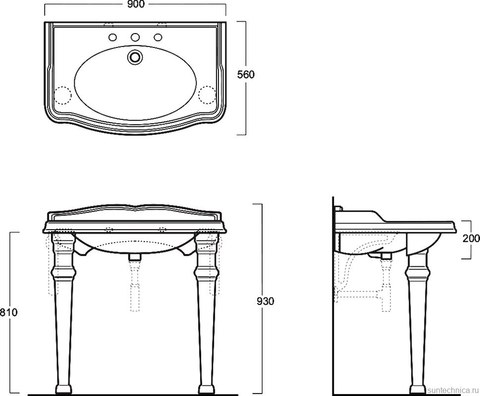 Раковина Simas Arcade AR 864 90 см, без кронштейнов