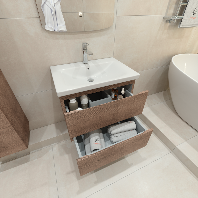 Тумба с раковиной Caprigo Forte 65 подвесная, светлый орех