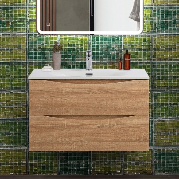 Тумба с раковиной BelBagno Marino-cer-n 80 подвесная, rovere bianco