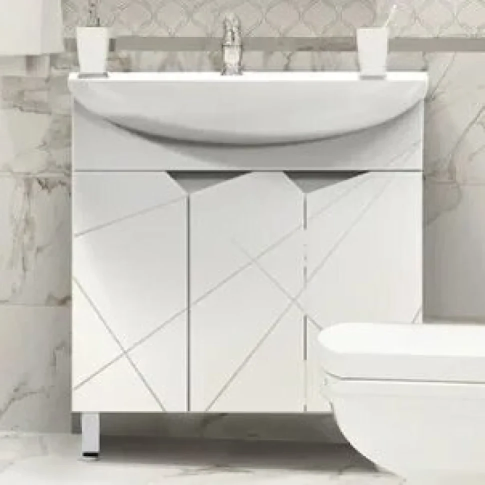 Тумба с раковиной SanStar Каскад 80 белая