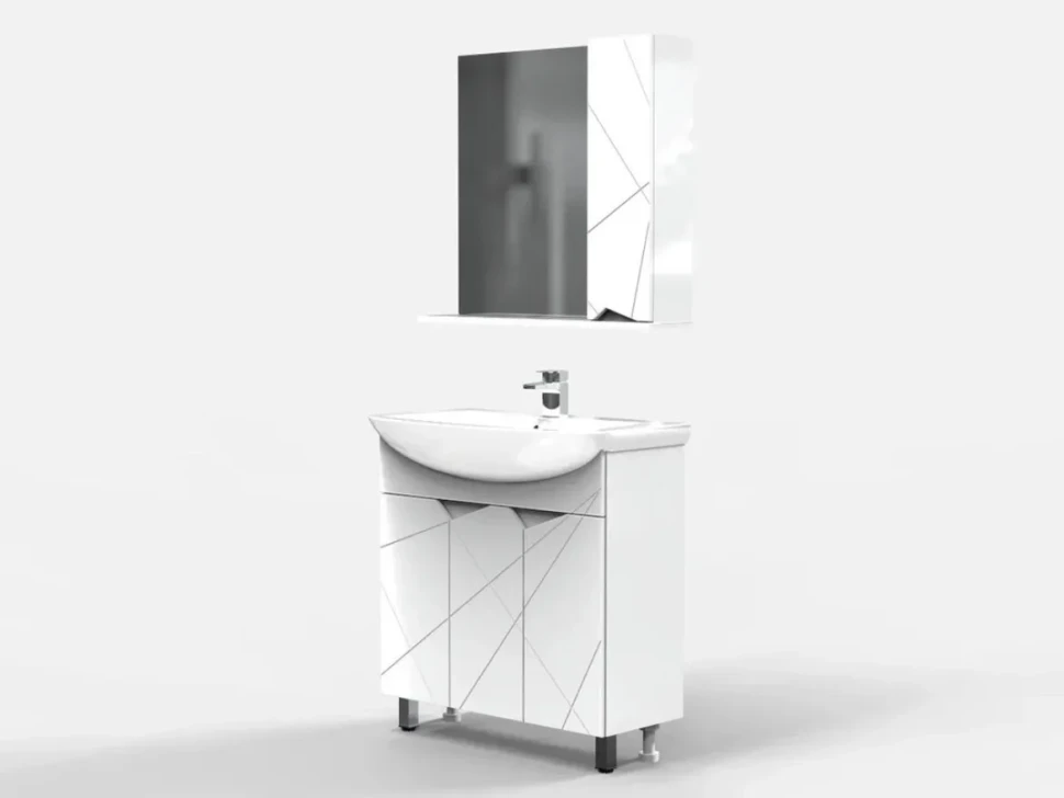 Тумба с раковиной SanStar Каскад 80 белая