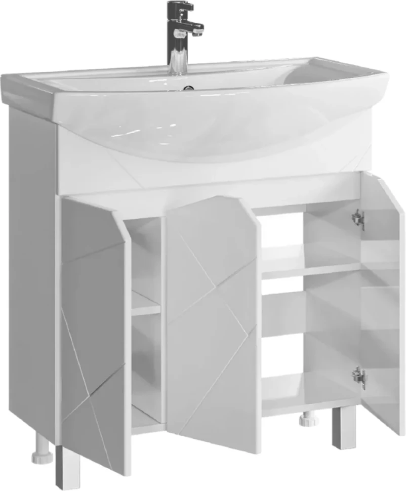 Тумба с раковиной SanStar Каскад 80 белая