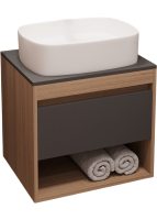 Тумба с раковиной Teymi Ritta 55 дуб эврика, матовый графит, раковина Solli 51