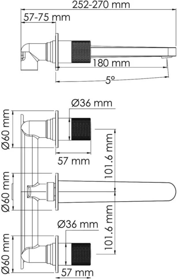 Смеситель для раковины Wasserkraft Tauber 6445 С ВНУТРЕННЕЙ ЧАСТЬЮ, никель