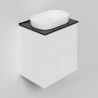 Тумба под раковину со столешницей La Fenice Terra Twin 60 подвесная, bianca, столешница черный мрамор