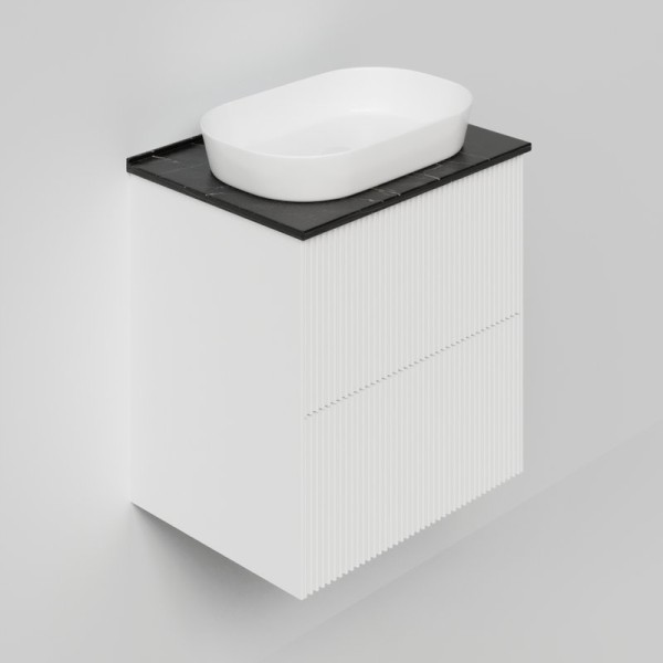 Тумба под раковину со столешницей La Fenice Terra Twin 60 подвесная, bianca, столешница черный мрамор