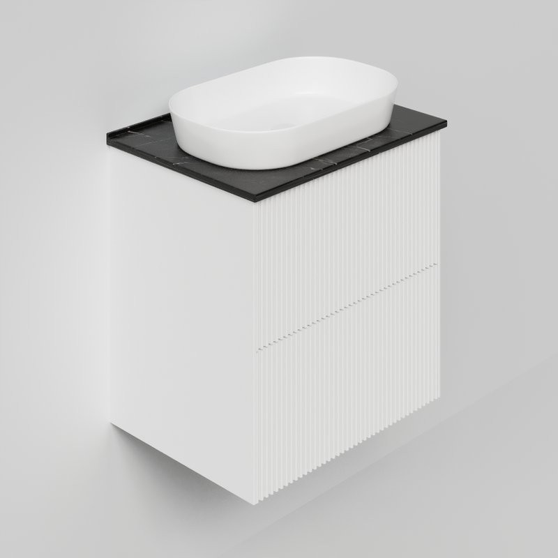 Тумба под раковину со столешницей La Fenice Terra Twin 60 подвесная, bianca, столешница черный мрамор