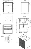 Тумба под раковину со столешницей La Fenice Terra Twin 60 подвесная, bianca, столешница черный мрамор