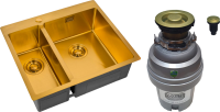 Комплект Мойка Zorg Light ZL R 590-2-510-R BRONZE R, бронза + Измельчитель ZR-75 D BRONZE