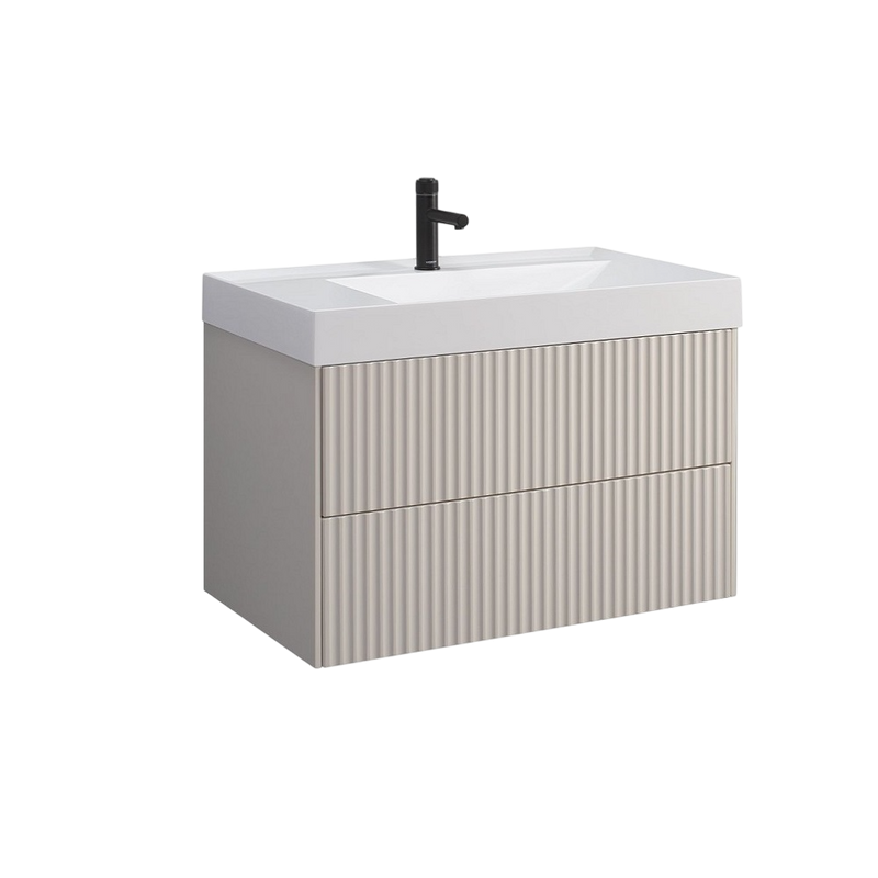 Тумба с раковиной Belux Сиртаки 85 подвесная, светлый миндаль матовый, раковина 850-02